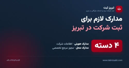 مدارک لازم برای ثبت شرکت در تبریز در چهار دسته: مدارک هویتی، اطلاعات شرکت، مدارک محل و مجوز تخصصی
